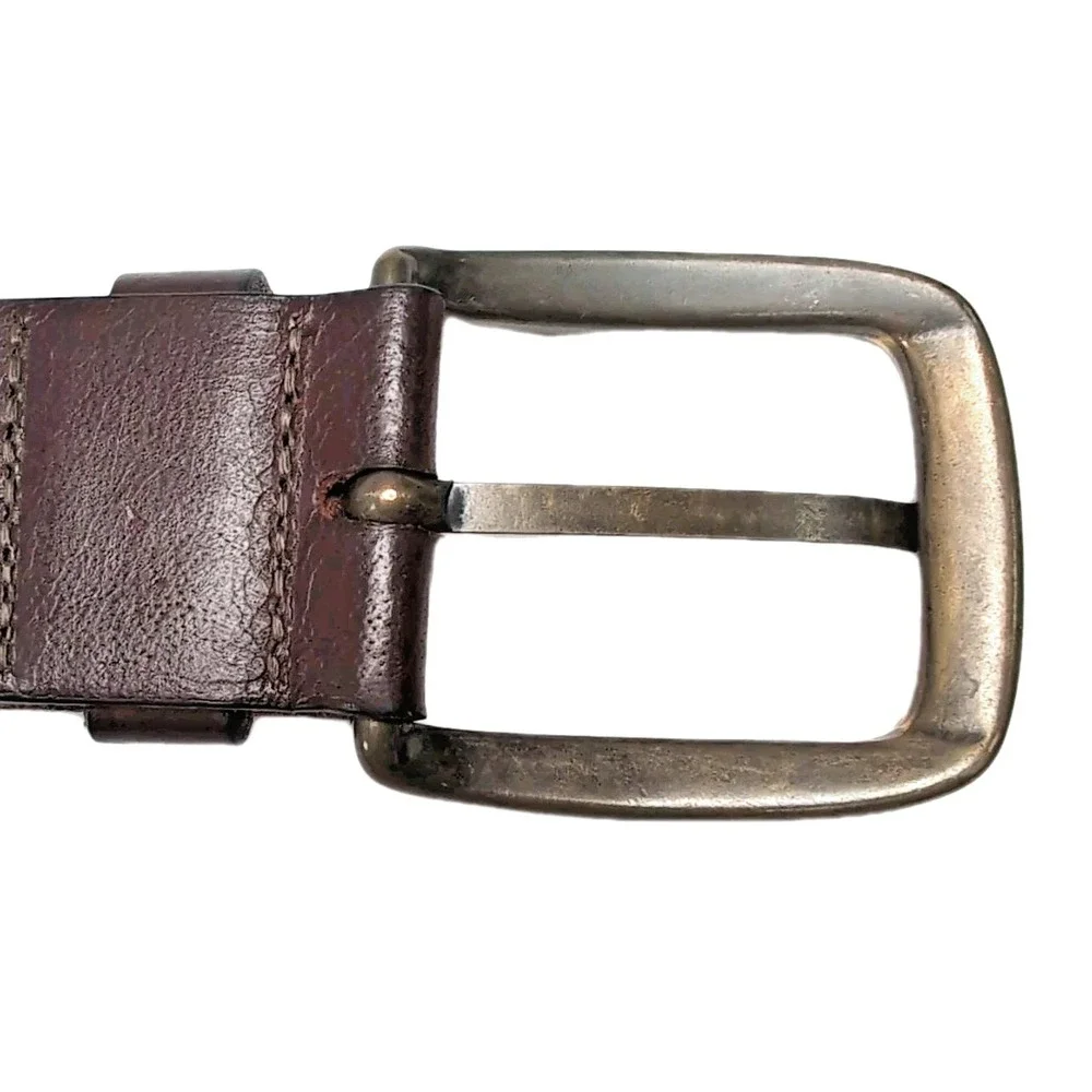 LL Bean Belt Mens 40 Brown Full Grain Leather Brass Buckle Stretch Insert 509490